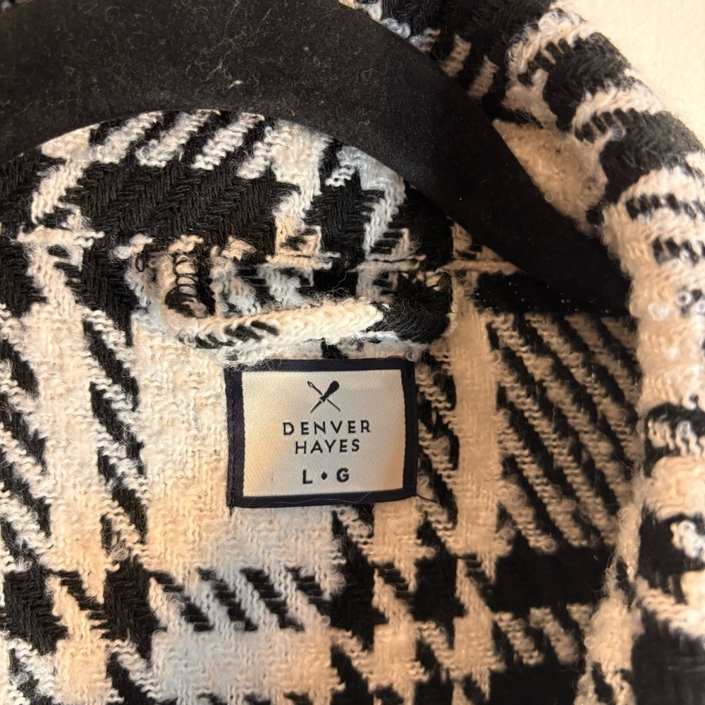 DENVER HAYES Sz L Oversized Shacket Houndstooth Plaid Unlined NEW WITH TAG Shirt - Picture 2 of 9